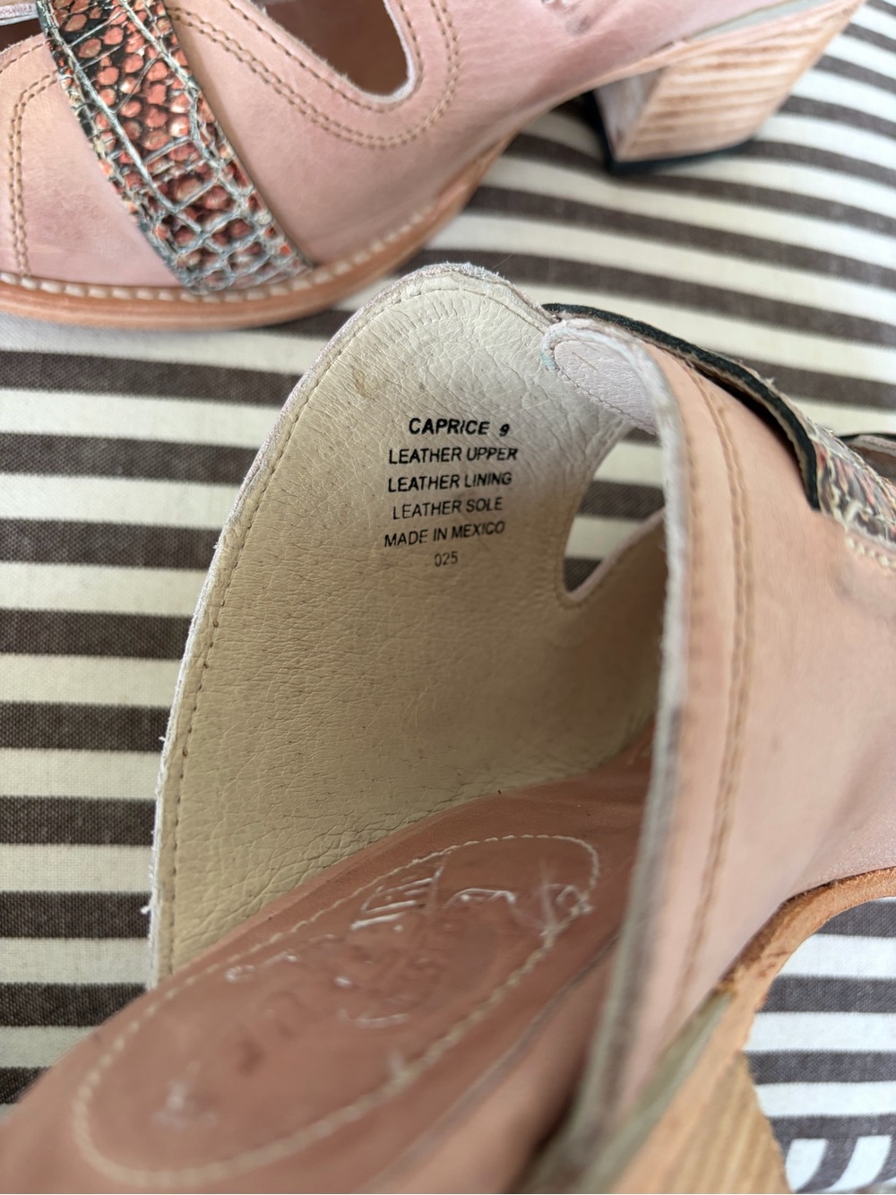Freebird Caprice Blush Pink Buckle Slide Mules with Snake-Print Straps - Picture 3 of 5